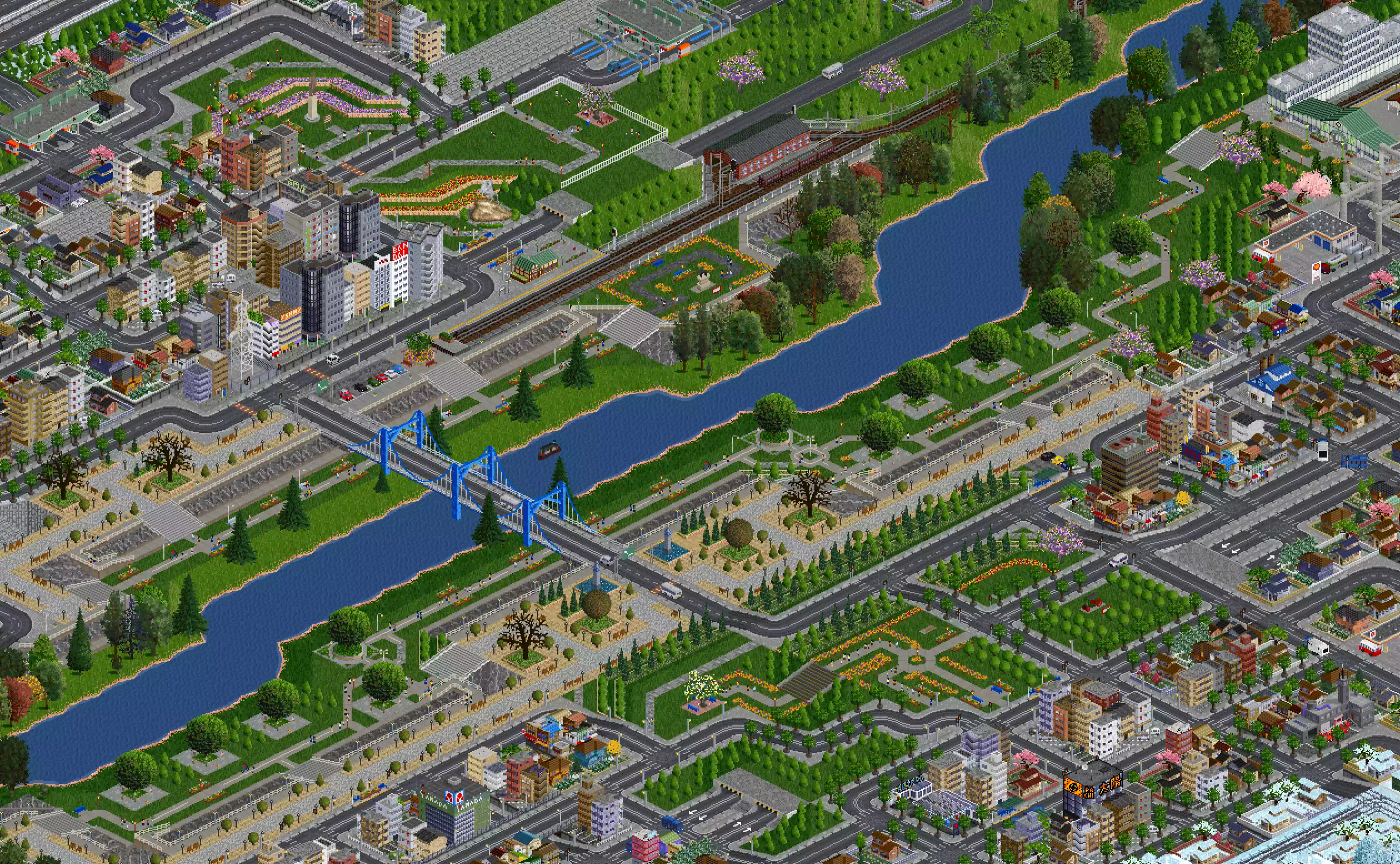 A calm town with a strong horizon line